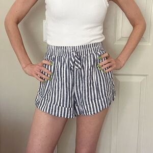 Universal Thread High Waist Blue and White Striped Shorts
